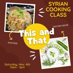 PRIVATE SYRIAN COOKING CLASS 11AM-1PM
