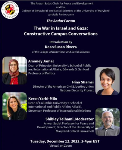 The Sadat Forum Presents: The War in Gaza and Israel: Constructive Campus Conversations