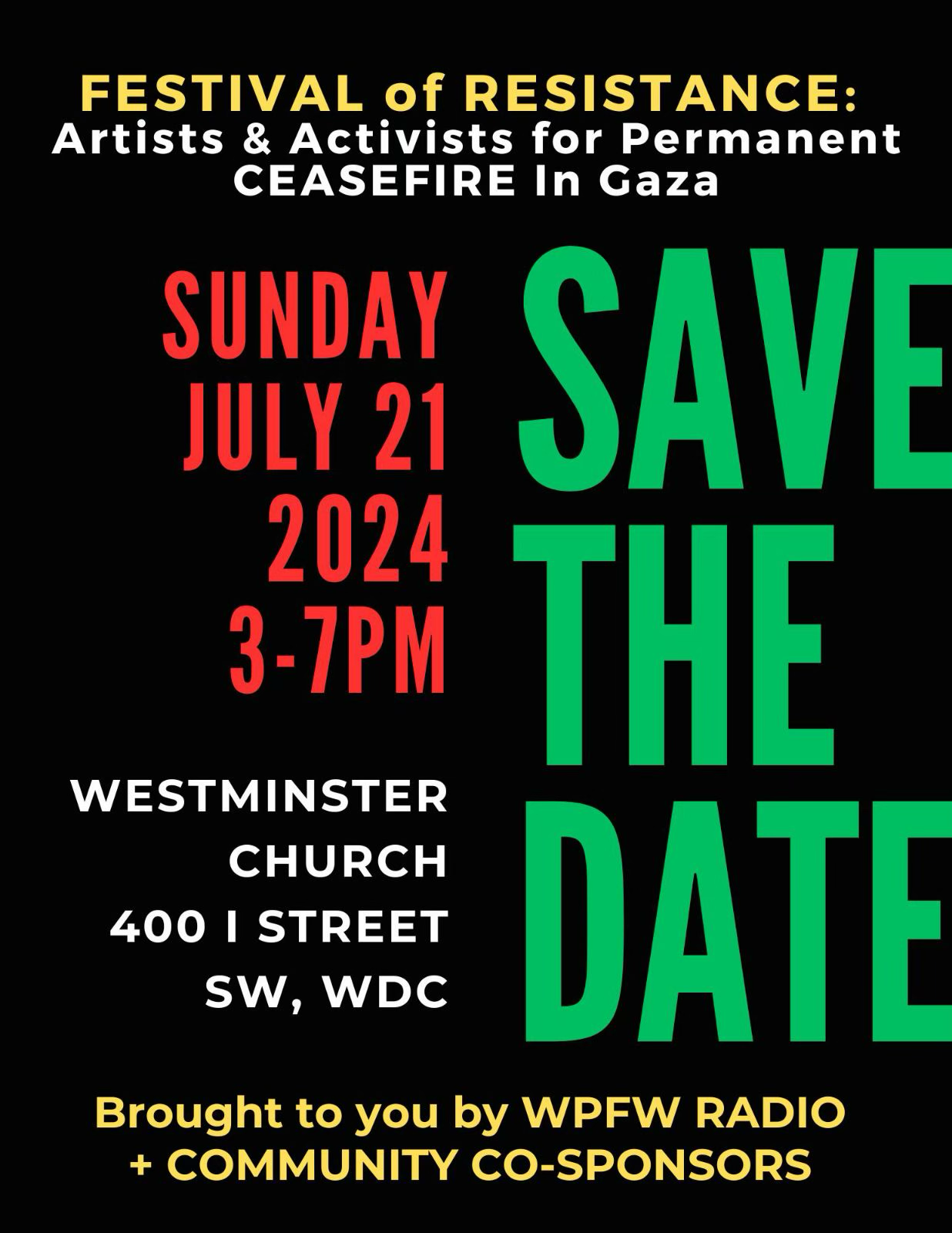 Festival of Resistance: Artists and Activists for Permanent Ceasefire in Gaza