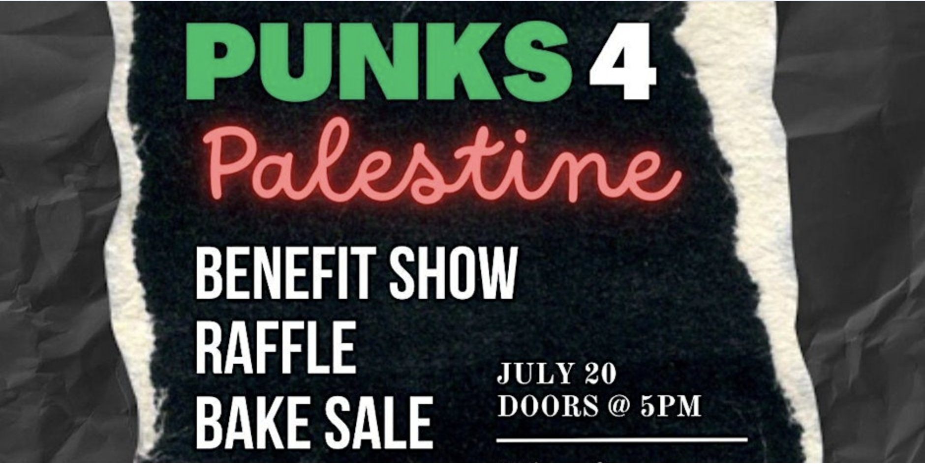 PUNKS 4 PALESTINE Benefit Show & Raffle