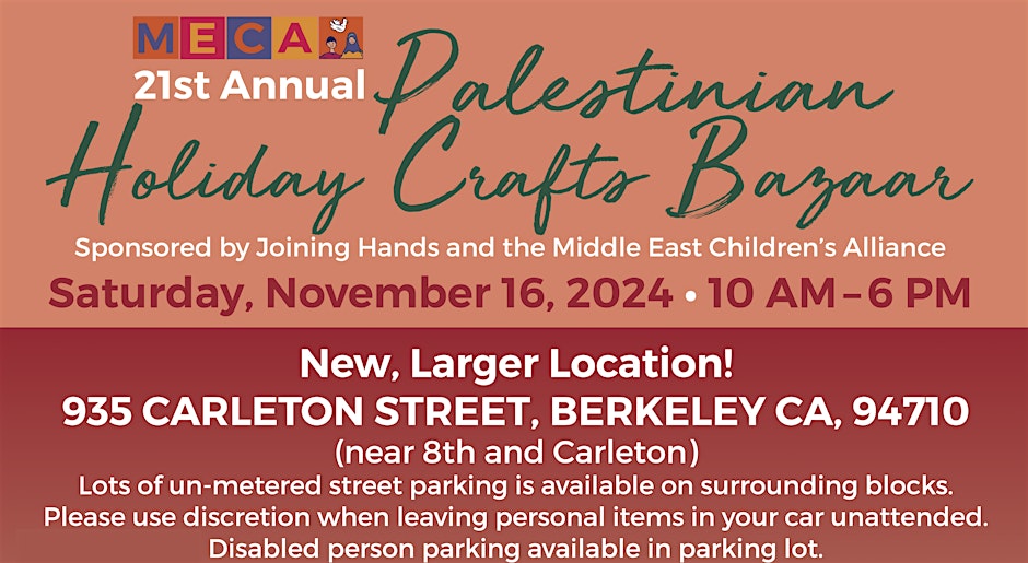 MECA's 21st Annual Palestinian Holiday Crafts Bazaar