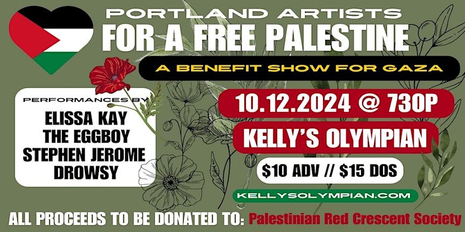 BENEFIT FOR GAZA, FEAT: ELISSA KAY, THE EGGBOY, STEPHEN JEROME, DROWSY